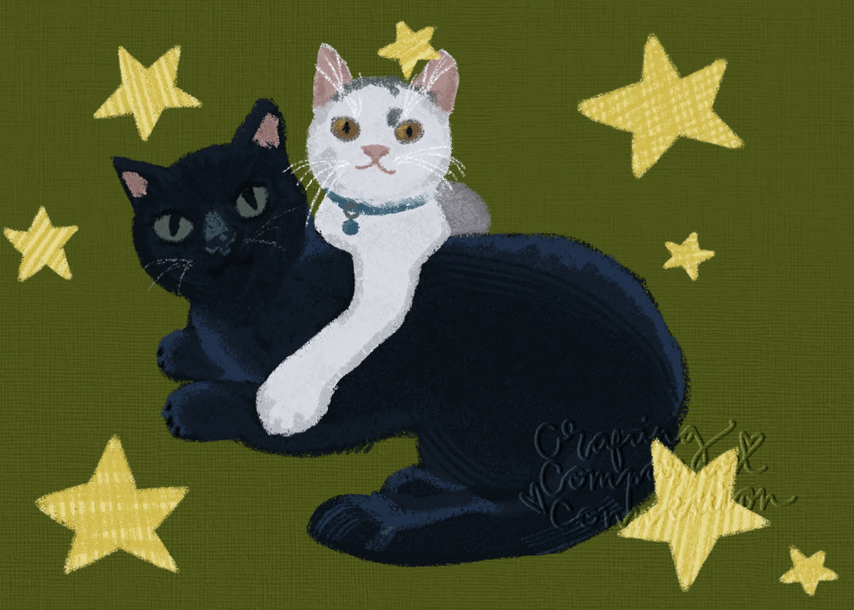 Hand Drawn Custom Pet Portrait Print – Whimsical Animal Illustration, Procreate Art